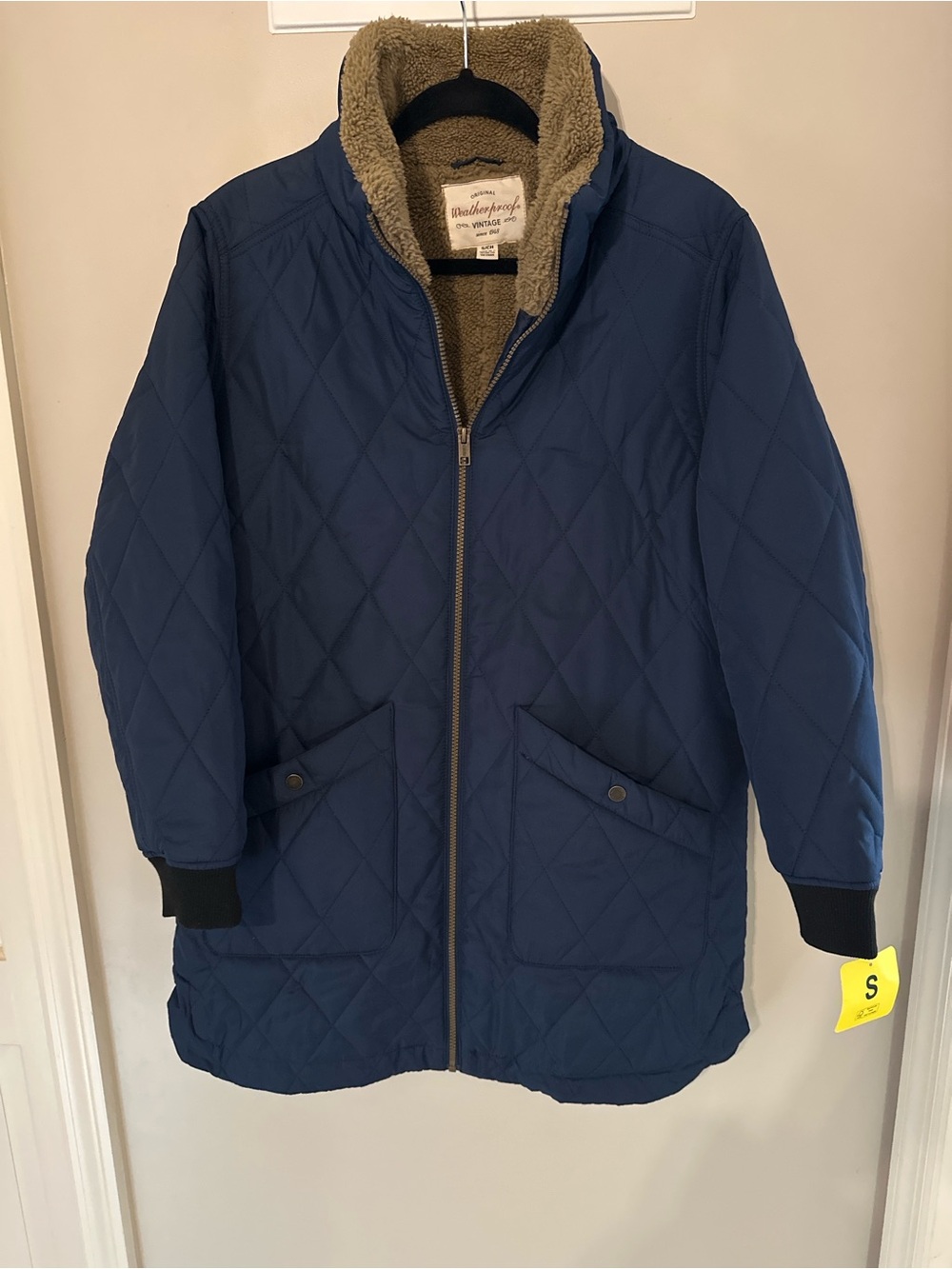 NWT Weatherproof Vintage Sherpa Lined Quilted Coat Jacket Navy Small
